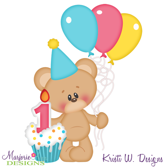 1st Birthday Bear SVG Cutting Files Includes Clipart - Click Image to Close